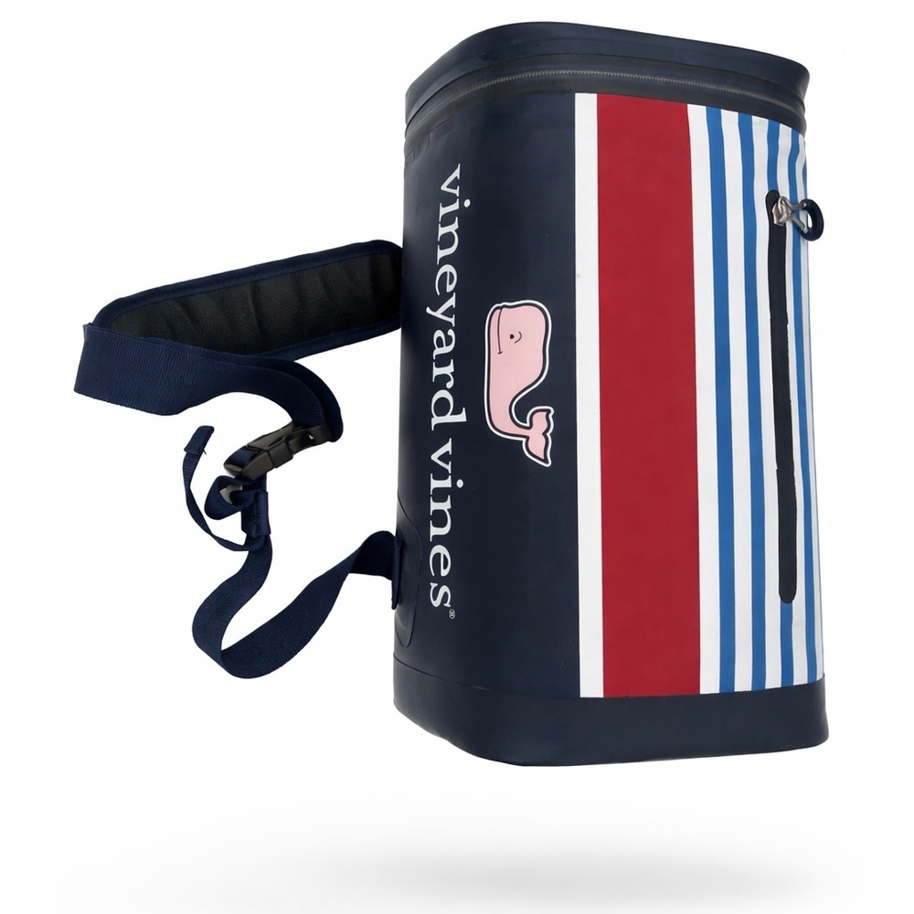 Vineyard Vines Navy and Red Striped 10 Can Cooler - Never Been Used